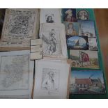 A Selection of Miniature Watercolours, Three Maps of Ireland (J. Barnett). Also with a Large