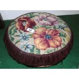 A 19th Century Burgundy and Tapestry Stool