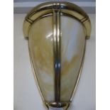 *An Italian Gold Plated Finish Semi-Flush Ceiling Light with Alabaster Shade Finish. (Possoni).