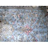 A Modern Pale Blue Ground 'Tree of Paradise' Rug, 52" x 72 approx.