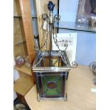 A Victorian Brass Stain Glass Oil Lantern.