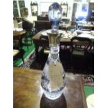 A 20th Century Etched and Cut Crystal Decanter, with silver mount.