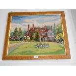 A Framed Woolwork of a Country House.
