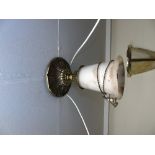 *A Brass 'Cup' Ceiling Light with Spanish Art Glass & Tassel Tie.