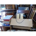 A Large Quantity of Items, including three trays, typewriter and Christmas decorations