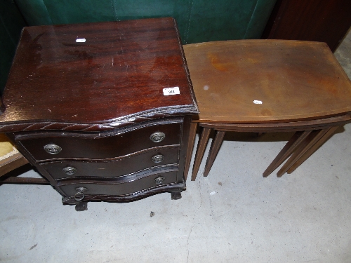 An Edwardian Inlaid Nest of Tables and an Edwardian Bedside Locker.