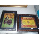 Four Framed Advertising Prints:  'P.J Carroll & Co.', 'Wills's Gold Flake', 'Egan's Irish Ales'