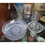 A Collection of Crystal and Glass Bowls and a Webb Jam Pot.