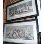 After Bartolozzi, a Pair of Engravings by Cipriani Published 1795 & 1807. In black & gilt frames. 35