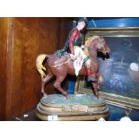 19th Century Polychrome Painted Spelter Equestrian Figure depicting Bonnie Prince Charlie, titled to