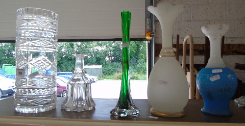 A Quantity of 19th Century and Later Glass, to include opaque glass vases and a 'Wills Capstan'