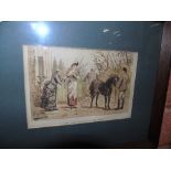 A Set of Nine Coloured Hanhart Lithographic Prints depicting hunting and equestrian scenes, in