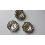 A Set of Three Sterling Silver Salts.