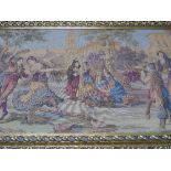 A Gilt Framed Tapestry - Continental Festival Scene.