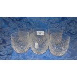 A Set of Six Waterford Crystal Boyne Pattern Whiskey Tumblers.