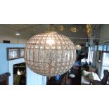 A Very Decorative Polished Metal & Cut Glass Basket Chandelier.