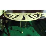 *A Hand Made Italian Design Gold Coloured Consol Table with Glass Top.