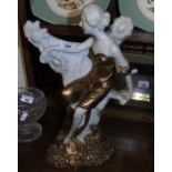 A Gilt Decorated Figure in the Art Nouveau Style, after Louis Beataux, depicting a seated neo-