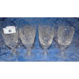 Nine Waterford Crystal Boyne Pattern Port Glasses.