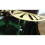 *A Hand Made Italian Design Gold Coloured Consol Table with Glass Top.