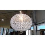 A Very Decorative Polished Metal & Cut Glass Basket Chandelier.