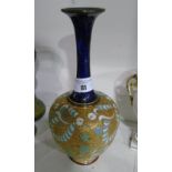 A Royal Doulton Slaters Patent Stoneware Vase, with incised and painted floral and foliate