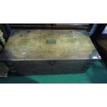 An Early 19th Century Military Chest, having wrought iron handles, hinges and corner mounts. In