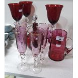 A Collection of Ruby & Cranberry Glass.