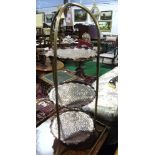 A Late 19th/early 20th Century Hammered Copper and Brass Three Tier Circular Cake Stand.