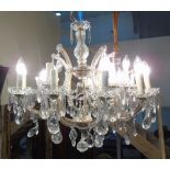 A Large Fifteen Branch Cut Glass Chandelier.