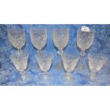 A Set of Four Waterford Crystal Boyne Pattern Wine Glasses, together with Four Waterford Crystal