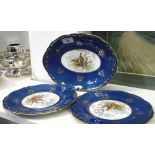 Three Staffordshire Paladin Dishes, decorated with pheasants.