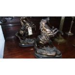 A Pair of Spelter Marley Horse Figural Groups.