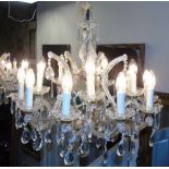 A Large Fifteen Branch Cut Glass Chandelier.