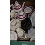 A Box of Victorian Tea Wares, to include teapots.