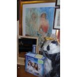 A Good Collection of Items: a dressing table mirror, large Panda cuddly toy, a Janet Treby print,