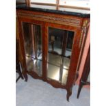 A Continental Glazed Kingwood & Ormolu Display Cabinet with black marble top