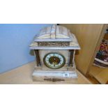 A Victorian Marble Mantel Clock (with key & pendulum).