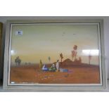 A Pair of Watercolours by J A Jameson; 19th/20th century, signed and framed, Figures at dusk in an