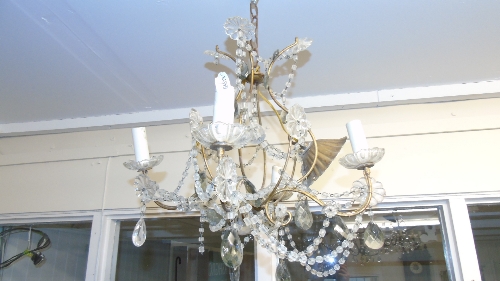 Two Brass and Glass Chandeliers. - Image 3 of 3