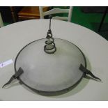 *A Metal & Glass Dome Shaped Ceiling Light with Spiral.