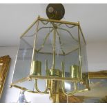 A Modern Brass and Glass Hall Lantern.