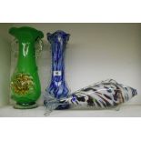 Two Murano Style Glass Vases & a Large Speckled Glass Fish (3).