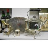A Quantity of Silver Plated Items and a Very Good Spirit Kettle.