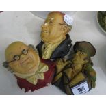 Two Bossons Wall Plaques - Mr. Pickwick & Uriah Heep, and another resin model of a pirate (3).