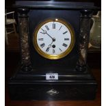 A 19th Century Black Slate Mantle Clock.