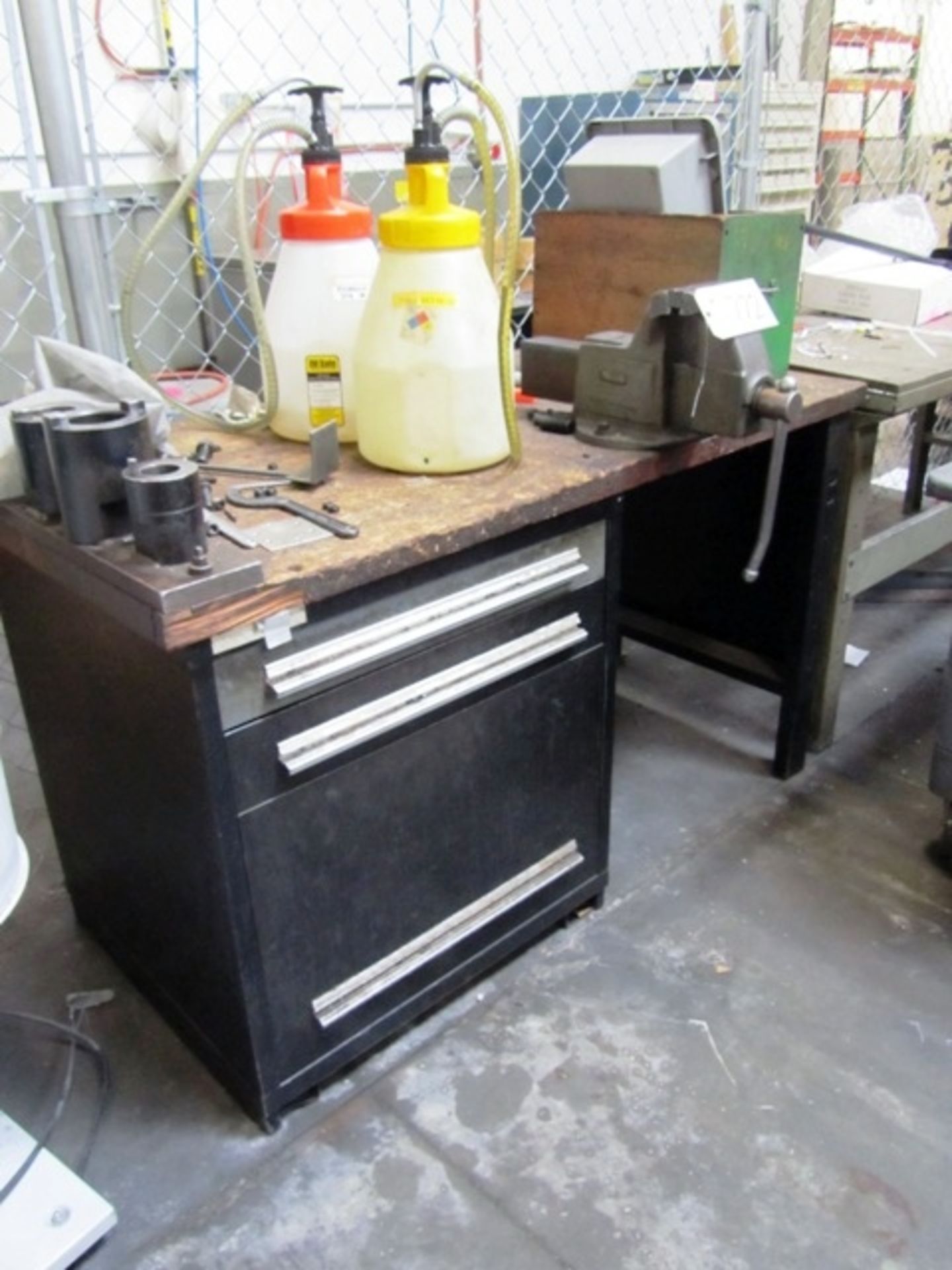 3 Drawer 60'' x 30'' Wood Top Work Bench with Columbian 5'' Bench Vise    **PLEASE NOTE: Loading Fee