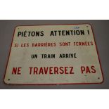 French railway sign, plastic, reading: '