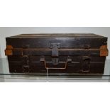 Vintage metal storage trunk.