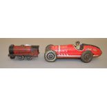 A Marx Toys tinplate car, together with